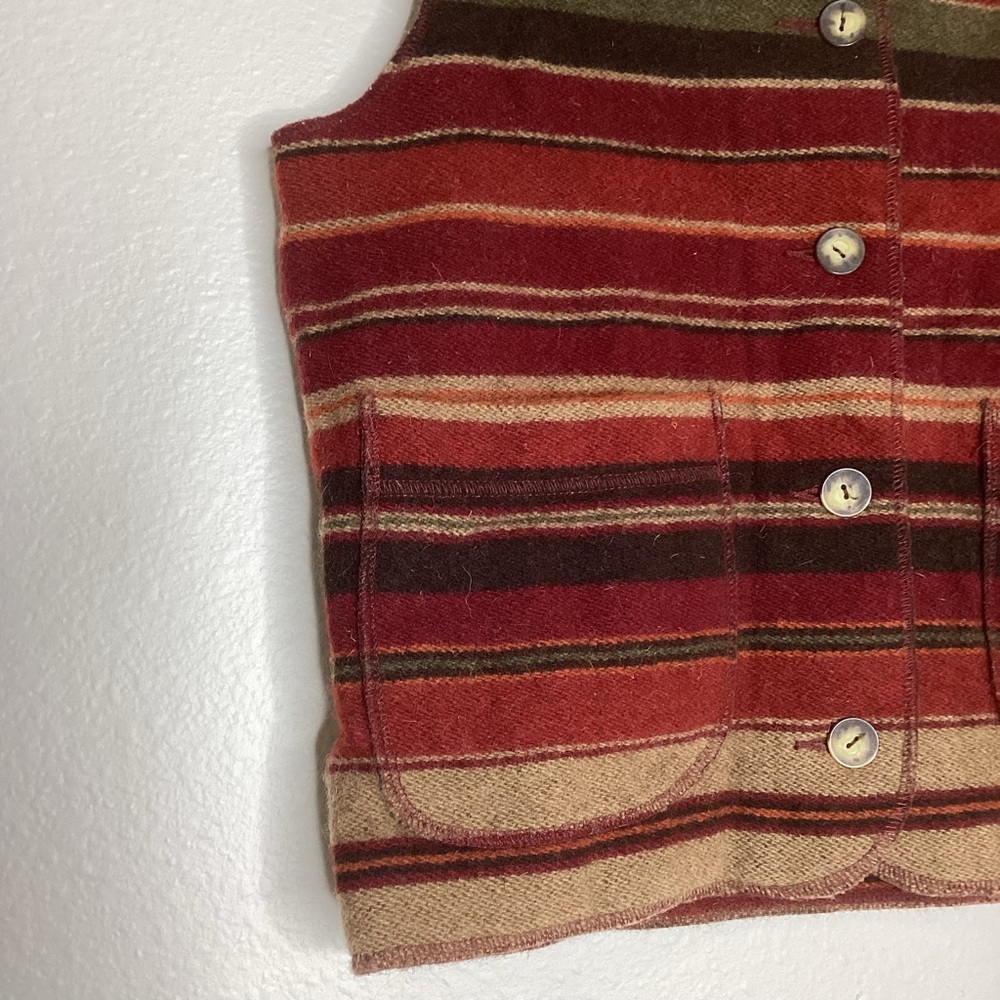 Eddie Bauer Wool Blanket Vest Striped USA Sm - Picture 3 of 9